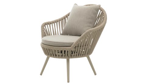 Gartenstuhl /-sessel Interliving aus Kunstfaser in Beige Interliving Gartenmöbel Serie 7015 - drehbarer Diningsessel beiger Olefinbezug & Rope, taupefarbenes Aluminium