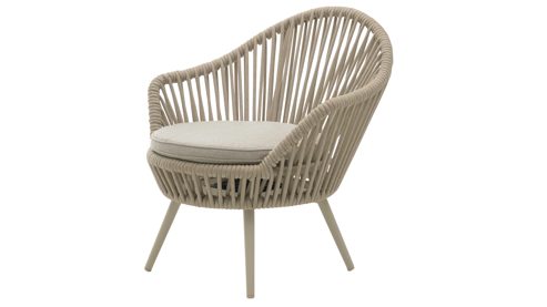 Gartenstuhl /-sessel Interliving aus Kunstfaser in Beige Interliving Gartenmöbel Serie 7015 - drehbarer Diningsessel beiger Olefinbezug & Rope, taupefarbenes Aluminium