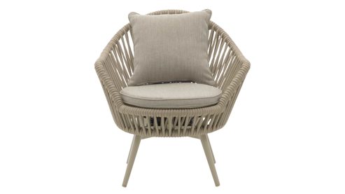 Gartenstuhl /-sessel Interliving aus Kunstfaser in Beige Interliving Gartenmöbel Serie 7015 - drehbarer Diningsessel beiger Olefinbezug & Rope, taupefarbenes Aluminium