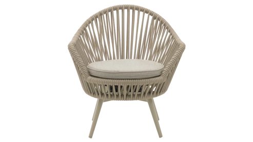 Gartenstuhl /-sessel Interliving aus Kunstfaser in Beige Interliving Gartenmöbel Serie 7015 - drehbarer Diningsessel beiger Olefinbezug & Rope, taupefarbenes Aluminium