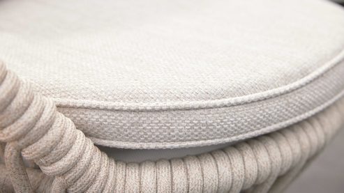 Gartenstuhl /-sessel Interliving aus Kunstfaser in Beige Interliving Gartenmöbel Serie 7015 - drehbarer Diningsessel beiger Olefinbezug & Rope, taupefarbenes Aluminium