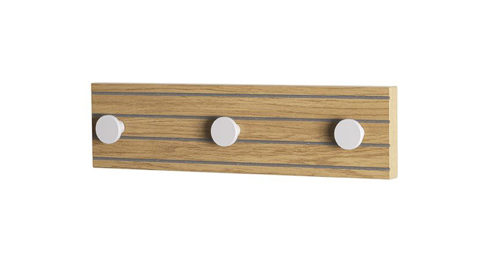 Wandgarderobe Haku aus MDF in Holzfarben Wandgarderobe Eiche & Kaschmirfarben - 3 Haken, ca. 35 x 9 cm