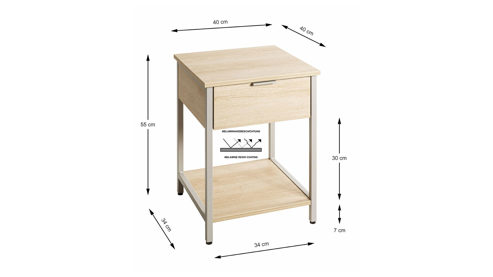 Nachtkommode Haku aus Holz in Holzfarben Nachtkonsole kaschmirfarben & Eiche - ca. 40 x 55 cm