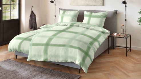 Bettwäsche-Set H. g. hahn haustextilien® aus Stoff in Grün HAHN Bettwäsche-Set zweiteilig, ca. 135 x 200 cm - Grün Weiß kariert