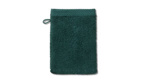 Waschlappen Kela | keck & lang aus Naturfaser in Dunkelgrün Handtuchserie Ladessa - Waschhandschuh alpengrün Baumwolle - ca. 15 x 21 cm