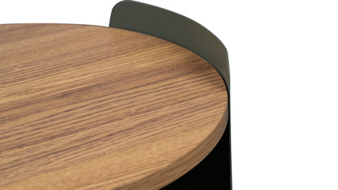 Couchtisch M2 kollektion aus Holz in Holzfarben Beistelltisch Sandro Eiche & Grün - Durchmesser ca. 40 cm