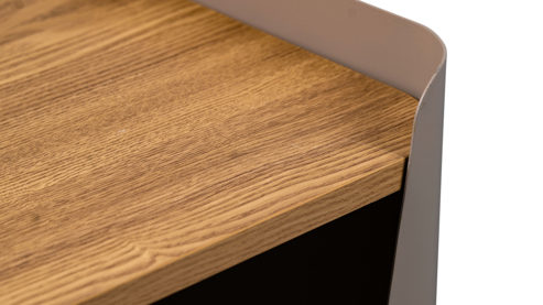 Couchtisch M2 kollektion aus Holz in Holzfarben Beistelltisch Sandro Eiche & Grau - ca. 40 x 48 cm