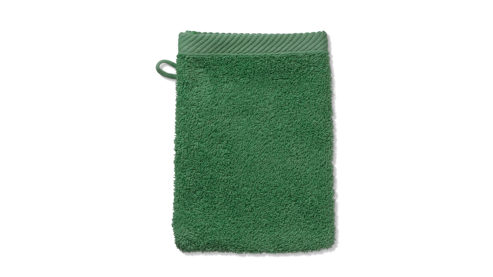 Waschlappen Kela | keck & lang aus Naturfaser in Grün Handtuchserie Ladessa - Waschhandschuh blattgrüne Baumwolle - ca. 15 x 21 cm