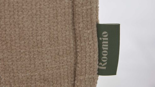 Ecksofa Roomio® aus Stoff in Creme Roomio® No. 4102 - Ecksofa naturfarbene Chenille Roma & toffeefarbene Metallfüße F1204 - Stellfläche ca. 190 x 272 cm
