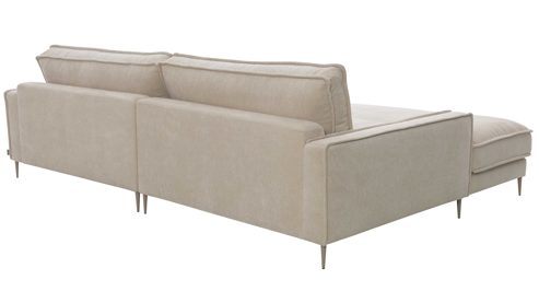 Ecksofa Roomio® aus Stoff in Creme Roomio® No. 4102 - Ecksofa naturfarbene Chenille Roma & toffeefarbene Metallfüße F1204 - Stellfläche ca. 190 x 272 cm