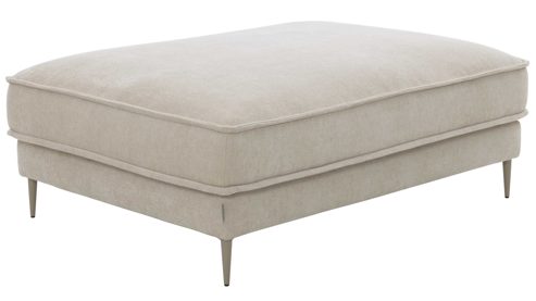 Polsterhocker Roomio® aus Stoff in Creme Roomio® No. 4102 - XXL-Polsterhocker naturfarbene Chenille & toffeefarbene Metallfüße - ca. 90 x 120 cm