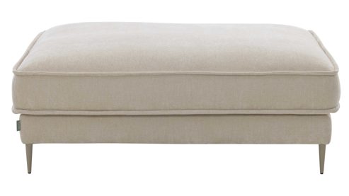 Polsterhocker Roomio® aus Stoff in Creme Roomio® No. 4102 - XXL-Polsterhocker naturfarbene Chenille & toffeefarbene Metallfüße - ca. 90 x 120 cm