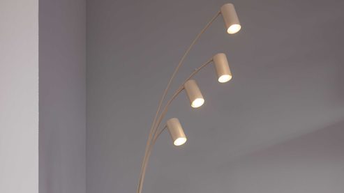 Stehleuchte Interliving aus Metall in Beige Interliving Leuchten Serie 9354 - Stehlampe sandfarbenes Metall - Höhe ca. 204 cm