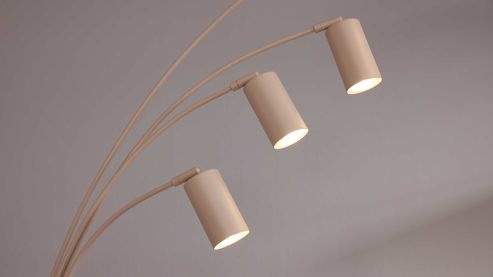 Stehleuchte Interliving aus Metall in Beige Interliving Leuchten Serie 9354 - Stehlampe sandfarbenes Metall - Höhe ca. 204 cm