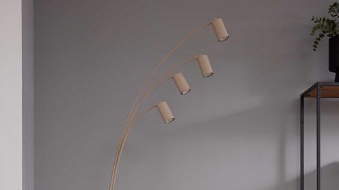 Stehleuchte Interliving aus Metall in Beige Interliving Leuchten Serie 9354 - Stehlampe sandfarbenes Metall - Höhe ca. 204 cm