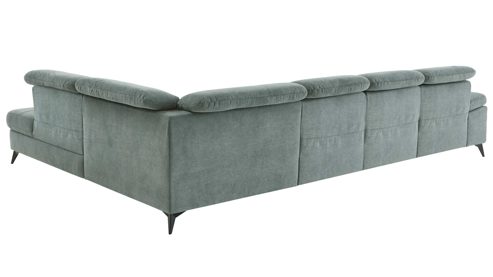 Ecksofa modulmaster aus Stoff in Blau Modulmaster Serie MM-MP1206 - Ecksofa stahlfarbenes Flachgewebe Cyber & schwarze Metallfüße – Stellfläche ca. 353 x 255 cm