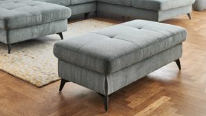 Funktionshocker modulmaster aus Stoff in Blau Modulmaster Serie MM-MP1206 - XXL-Funktionshocker stahlfarbenes Flachgewebe Cyber & schwarze Metallfüße – ca. 129 x 64 cm