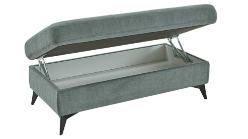 Funktionshocker modulmaster aus Stoff in Blau Modulmaster Serie MM-MP1206 - XXL-Funktionshocker stahlfarbenes Flachgewebe Cyber & schwarze Metallfüße – ca. 129 x 64 cm