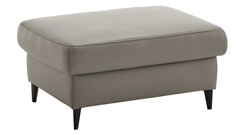 Polsterhocker modulmaster aus Leder in Grau Modulmaster MM-PN1209 - XL-Hocker granitfarbenes Leder Torro & schwarze Metallfüße – ca. 88 x 65 cm