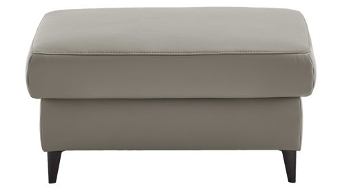 Polsterhocker modulmaster aus Leder in Grau Modulmaster MM-PN1209 - XL-Hocker granitfarbenes Leder Torro & schwarze Metallfüße – ca. 88 x 65 cm