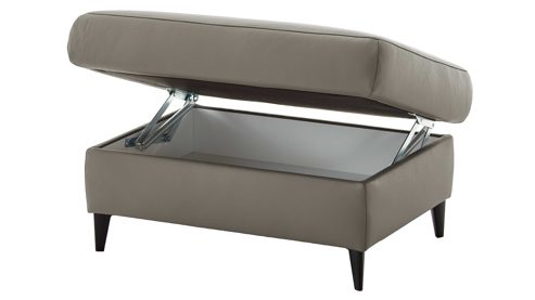 Funktionshocker modulmaster aus Leder in Grau Modulmaster MM-PN1209 - XL-Funktionshocker granitfarbenes Leder Torro & schwarze Metallfüße – ca. 88 x 65 cm