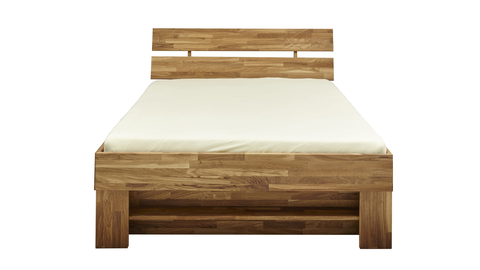 Bettgestell Elfo-möbel aus Holz in Holzfarben Massivholzmöbel - Funktionsbettgestell Sarah geölte Wildeiche – Liegefläche ca. 140 x 200 cm