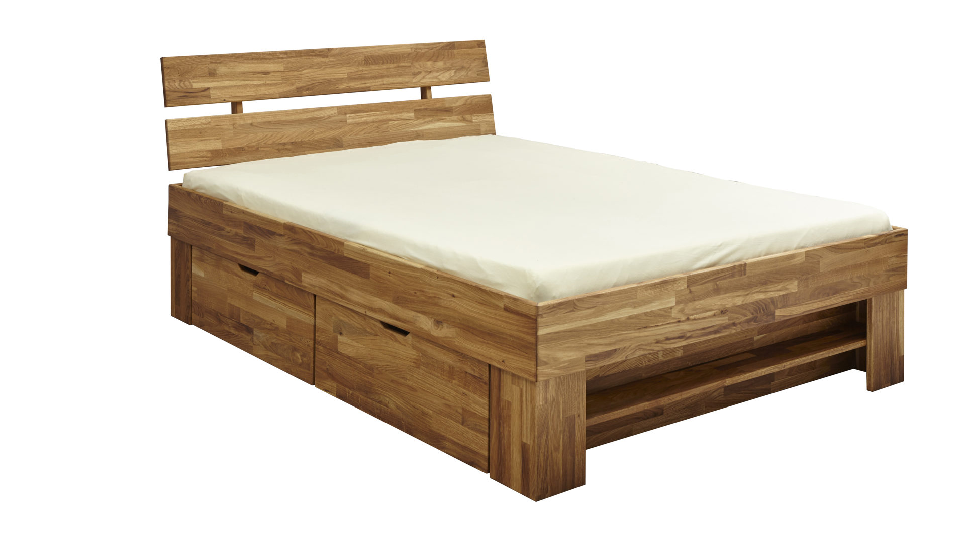 Bettgestell Elfo-möbel aus Holz in Holzfarben Massivholzmöbel - Funktionsbettgestell Sarah geölte Wildeiche – Liegefläche ca. 140 x 200 cm