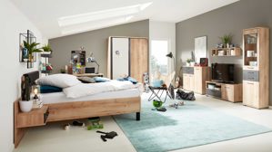 Jugendzimmer Interliving aus Holz in Holzfarben Interliving Jugendzimmer Serie 1701 - Komplettzimmer Risseiche & Schiefer anthrazit