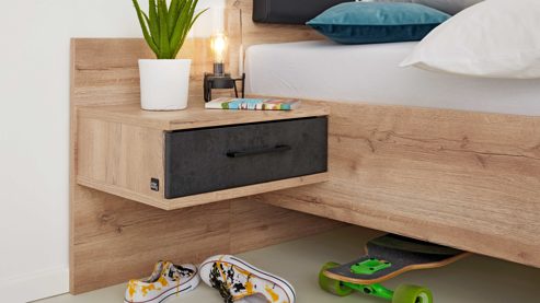 Jugendzimmer Interliving aus Holz in Holzfarben Interliving Jugendzimmer Serie 1701 - Komplettzimmer Risseiche & Schiefer anthrazit