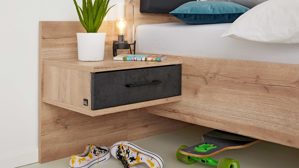 Jugendzimmer Interliving aus Holz in Holzfarben Interliving Jugendzimmer Serie 1701 - Komplettzimmer Risseiche & Schiefer anthrazit