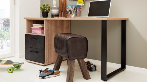 Jugendzimmer Interliving aus Holz in Holzfarben Interliving Jugendzimmer Serie 1701 - Komplettzimmer Risseiche & Schiefer anthrazit