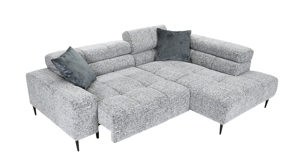Schlafsofa Gutmann factory® aus Stoff in Hellgrau Ecksofa Abby mit Schlaffunktion hellgrauer Chenillebezug 358.42 - Breite ca. 238 cm
