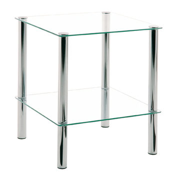 Beistelltisch Haku aus Glas in Transparent Beistelltisch als praktisches Kleinmöbel Klarglas & Chrom – ca. 39 x 39 cm