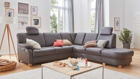 Ecksofa OrthoSedis aus Leder in Braun OrthoSedis Eckkombination MM-PN1004 schokofarbenes Leder Torro & Buche – Stellfläche ca. 259 x 272 cm