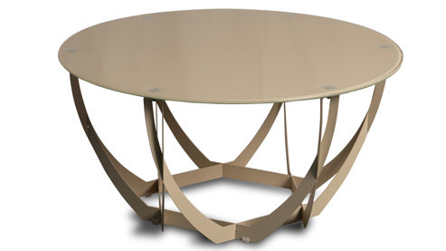 Couchtisch M2 kollektion aus Glas in Creme Couchtisch Maya 2 Cremeweiß - Durchmesser ca. 80 cm