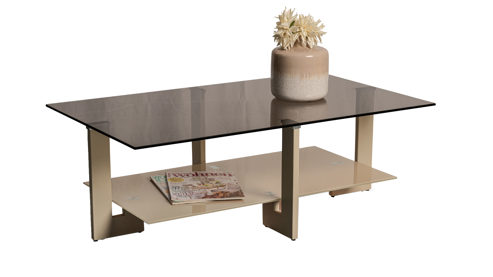 Couchtisch M2 kollektion aus Glas in Braun Couchtisch Napoli 2 Bronze & Cremweiß - ca. 100 x 60 cm