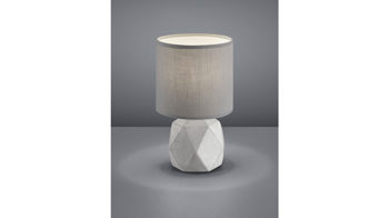 Tischleuchte Reality leuchten aus Stoff in Hellgrau RL Tischleuchte bzw. Nachttischlampe Pike Hellgrau & Beton – Höhe ca. 28 cm