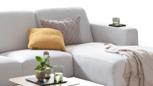 Ecksofa Exxpo sofa fashion aus Stoff in Weiß Ecksofa Starr beigefarbener Chenillebezug 02 Louise - Stellfläche ca. 163 x 250 cm