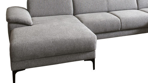 Ecksofa Exxpo sofa fashion aus Stoff in Hellgrau Wohnlandschaft Cosby hellgrauer Strukturstoff & Schwarz - Stellfläche ca. 209 x 324 cm