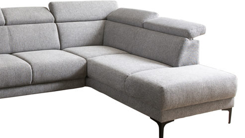 Ecksofa Exxpo sofa fashion aus Stoff in Hellgrau Wohnlandschaft Cosby hellgrauer Strukturstoff & Schwarz - Stellfläche ca. 209 x 324 cm