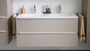 Badmöbel-Set Interliving aus Holz in Beige Interliving Bad Serie 3710 - Badmöbel-Set Macchiato & Weiß