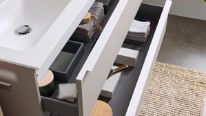 Badmöbel-Set Interliving aus Holz in Beige Interliving Bad Serie 3710 - Badmöbel-Set Macchiato & Weiß