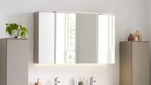 Badmöbel-Set Interliving aus Holz in Beige Interliving Bad Serie 3710 - Badmöbel-Set Macchiato & Weiß