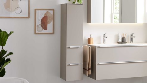 Badmöbel-Set Interliving aus Holz in Beige Interliving Bad Serie 3710 - Badmöbel-Set Macchiato & Weiß