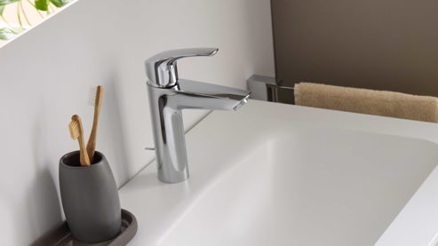 Badmöbel-Set Interliving aus Holz in Beige Interliving Bad Serie 3710 - Badmöbel-Set Macchiato & Weiß