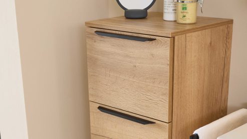 Hängeschrank Interliving aus Holz in Holzfarben Interliving Bad Serie 3730 - Hängeschrank Eiche Sierra - eine Tür & ein Auszug, Höhe ca. 86 cm