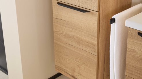 Hängeschrank Interliving aus Holz in Holzfarben Interliving Bad Serie 3730 - Hängeschrank Eiche Sierra - eine Tür & ein Auszug, Höhe ca. 86 cm