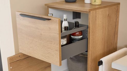 Hängeschrank Interliving aus Holz in Holzfarben Interliving Bad Serie 3715 - Hängeschrank Eiche Sierra - eine Tür & ein Auszug, Höhe ca. 86 cm