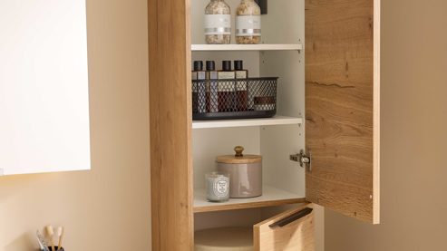 Hängeschrank Interliving aus Holz in Holzfarben Interliving Bad Serie 3715 - Hängeschrank Eiche Sierra - zwei Türen, Höhe ca. 158 cm