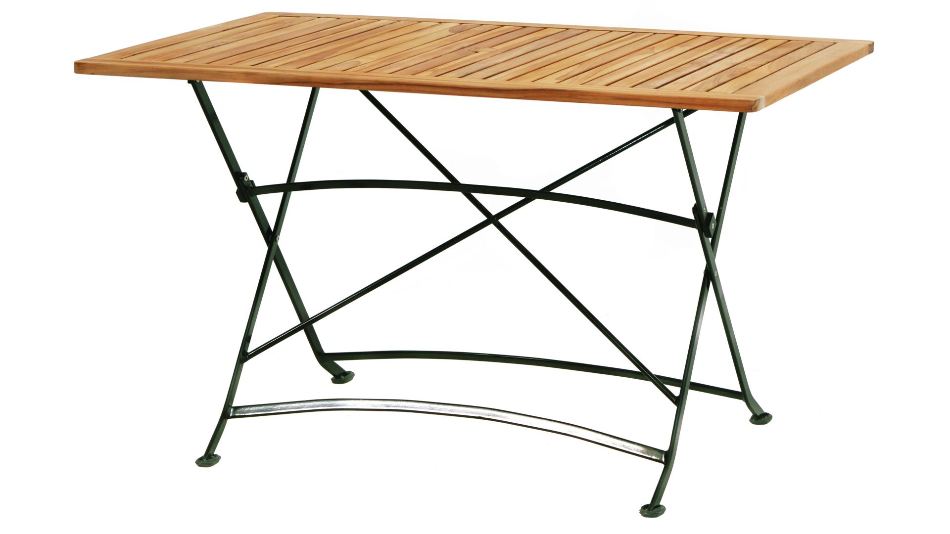 Gartentisch Ploß aus Holz in Holzfarben Ploß® Klapptisch Verona bzw. Gartentisch grünes Eisengestell & Teakholz – ca. 130 x 80 cm
